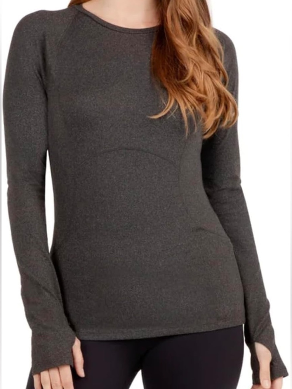 Spyder Large Women’s Long-Sleeve Crewneck Active Workout Heather Black Top
